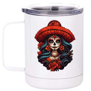 De Los Muertos La Catrina Day Of The Dead Sugar Skull Women 12 oz Stainless Steel Tumbler Cup