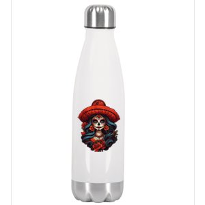 De Los Muertos La Catrina Day Of The Dead Sugar Skull Women Stainless Steel Insulated Water Bottle