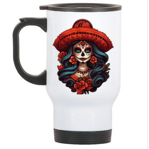 De Los Muertos La Catrina Day Of The Dead Sugar Skull Women Stainless Steel Travel Mug