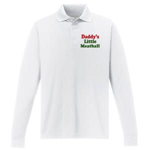 Daddys Little Meatball Cute Gift Performance Long Sleeve Polo