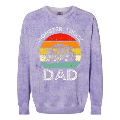 Dads Love Monster Trucks Too Fathers Day Colorblast Crewneck Sweatshirt