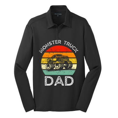 Dads Love Monster Trucks Too Fathers Day Silk Touch Performance Long Sleeve Polo