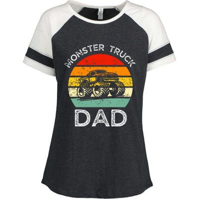 Dads Love Monster Trucks Too Fathers Day Enza Ladies Jersey Colorblock Tee