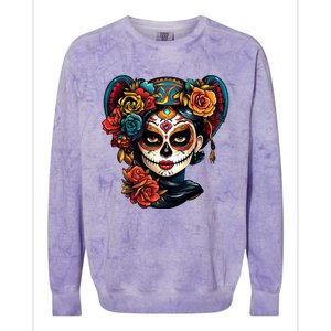 De Los Muertos La Catrina Day of the Dead Sugar Skull Colorblast Crewneck Sweatshirt