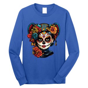 De Los Muertos La Catrina Day of the Dead Sugar Skull Long Sleeve Shirt