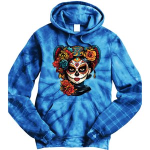 De Los Muertos La Catrina Day of the Dead Sugar Skull Tie Dye Hoodie