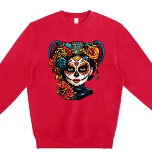 De Los Muertos La Catrina Day of the Dead Sugar Skull Premium Crewneck Sweatshirt