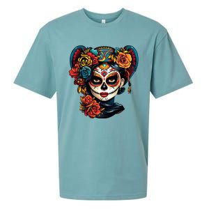 De Los Muertos La Catrina Day of the Dead Sugar Skull Sueded Cloud Jersey T-Shirt