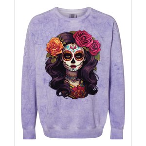 De Los Muertos La Catrina Day Of The Dead Sugar Skull Women Colorblast Crewneck Sweatshirt