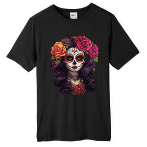 De Los Muertos La Catrina Day Of The Dead Sugar Skull Women Tall Fusion ChromaSoft Performance T-Shirt