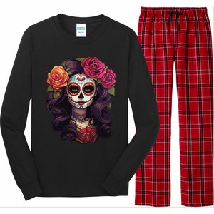 De Los Muertos La Catrina Day Of The Dead Sugar Skull Women Long Sleeve Pajama Set