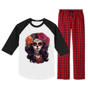 De Los Muertos La Catrina Day Of The Dead Sugar Skull Women Raglan Sleeve Pajama Set