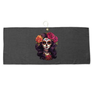 De Los Muertos La Catrina Day Of The Dead Sugar Skull Women Large Microfiber Waffle Golf Towel