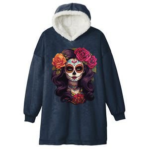 De Los Muertos La Catrina Day Of The Dead Sugar Skull Women Hooded Wearable Blanket