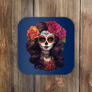 De Los Muertos La Catrina Day Of The Dead Sugar Skull Women Coaster