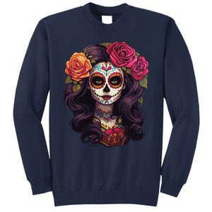 De Los Muertos La Catrina Day Of The Dead Sugar Skull Women Tall Sweatshirt