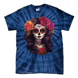 De Los Muertos La Catrina Day Of The Dead Sugar Skull Women Tie-Dye T-Shirt