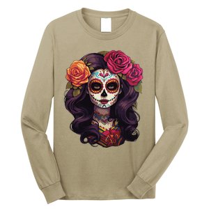 De Los Muertos La Catrina Day Of The Dead Sugar Skull Women Long Sleeve Shirt