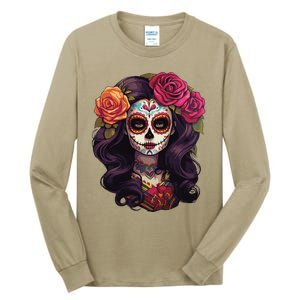 De Los Muertos La Catrina Day Of The Dead Sugar Skull Women Tall Long Sleeve T-Shirt