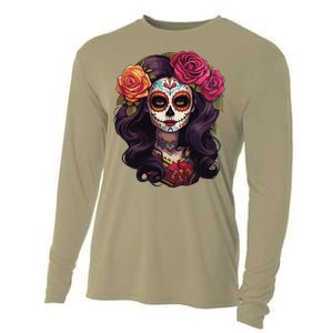 De Los Muertos La Catrina Day Of The Dead Sugar Skull Women Cooling Performance Long Sleeve Crew