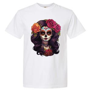 De Los Muertos La Catrina Day Of The Dead Sugar Skull Women Garment-Dyed Heavyweight T-Shirt