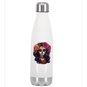 De Los Muertos La Catrina Day Of The Dead Sugar Skull Women Stainless Steel Insulated Water Bottle