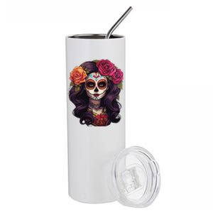 De Los Muertos La Catrina Day Of The Dead Sugar Skull Women Stainless Steel Tumbler