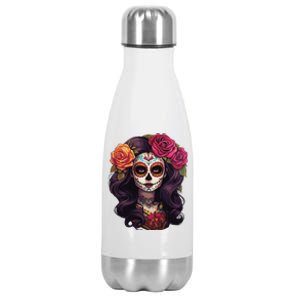 De Los Muertos La Catrina Day Of The Dead Sugar Skull Women Stainless Steel Insulated Water Bottle