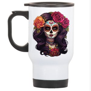 De Los Muertos La Catrina Day Of The Dead Sugar Skull Women Stainless Steel Travel Mug