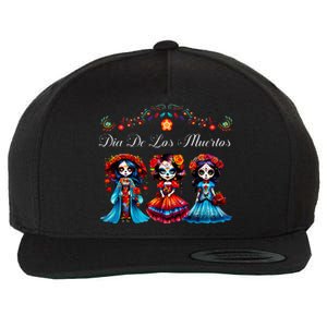 De Los Muertos La Catrina Day of the Dead Sugar Skull Wool Snapback Cap