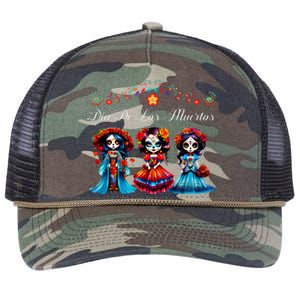 De Los Muertos La Catrina Day of the Dead Sugar Skull Retro Rope Trucker Hat Cap