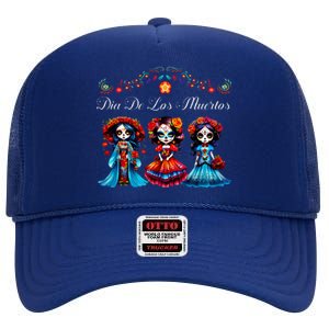 De Los Muertos La Catrina Day of the Dead Sugar Skull High Crown Mesh Back Trucker Hat