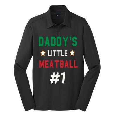 Daddy Little Meatball Italian Mom Sayings Silk Touch Performance Long Sleeve Polo