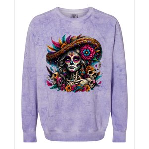 De Los Muertos La Catrina Day Of The Dead Sugar Skull Women Colorblast Crewneck Sweatshirt