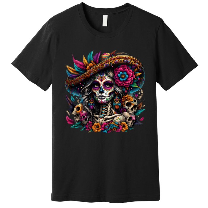 De Los Muertos La Catrina Day Of The Dead Sugar Skull Women Premium T-Shirt