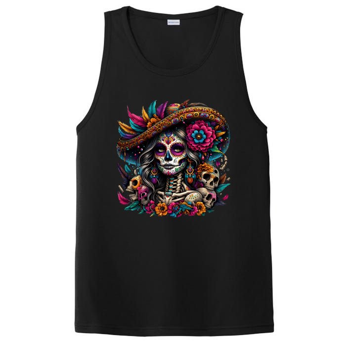 De Los Muertos La Catrina Day Of The Dead Sugar Skull Women PosiCharge Competitor Tank