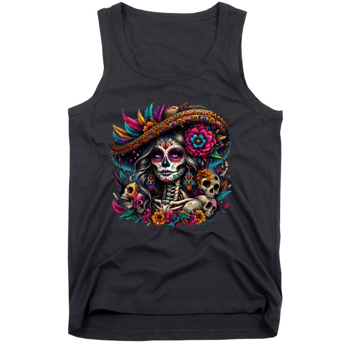 De Los Muertos La Catrina Day Of The Dead Sugar Skull Women Tank Top