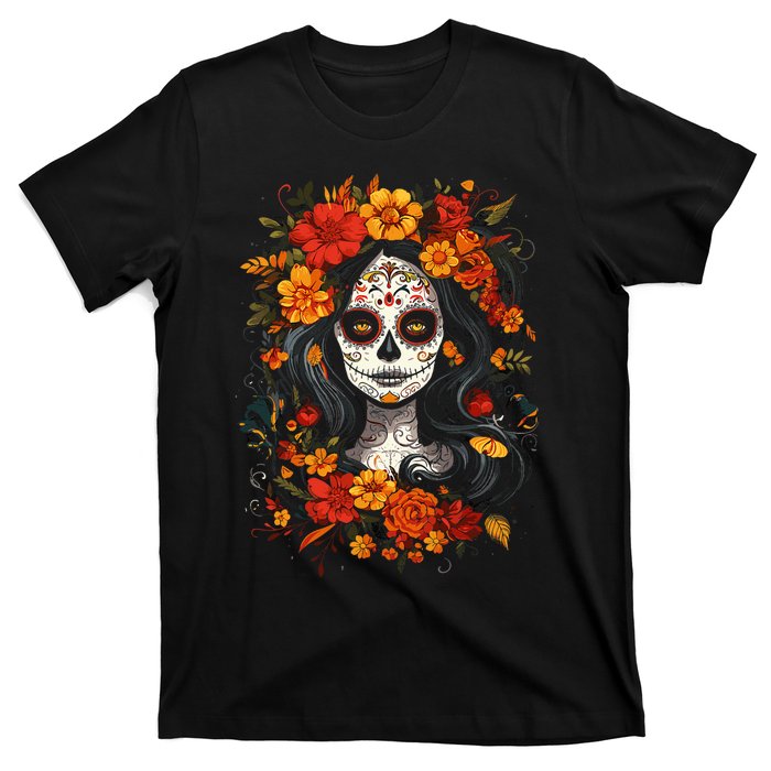 De Los Muertos La Catrina Day Of The Dead Sugar Skull T-Shirt