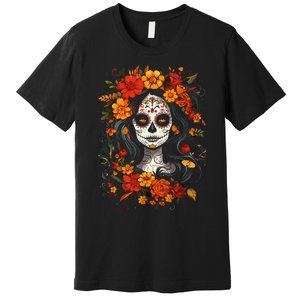 De Los Muertos La Catrina Day Of The Dead Sugar Skull Premium T-Shirt