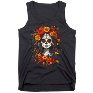 De Los Muertos La Catrina Day Of The Dead Sugar Skull Tank Top