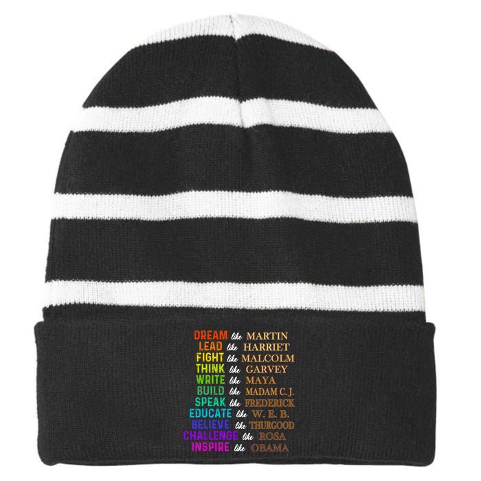 Dream Like Martin Lead Like Harriet The Junenth 1865 Striped Beanie with Solid Band