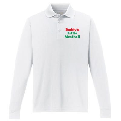 Daddy Little Meatball Italian Ironic Funny Meme Trendy Unisex Performance Long Sleeve Polo