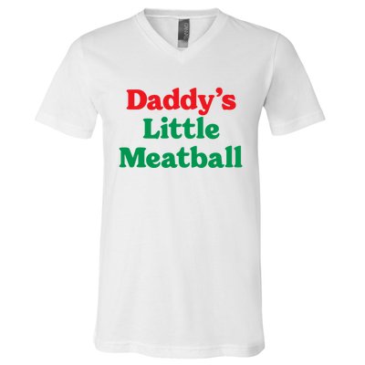 Daddy Little Meatball Italian Ironic Funny Meme Trendy Unisex V-Neck T-Shirt