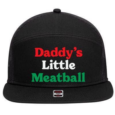 Daddy Little Meatball Italian Ironic Funny Meme Trendy Unisex 7 Panel Mesh Trucker Snapback Hat