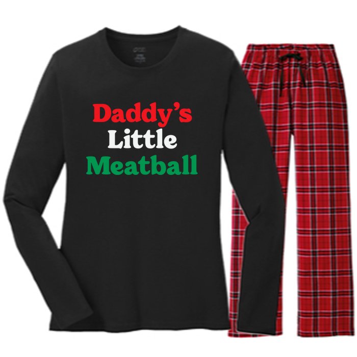 Daddy Little Meatball Italian Ironic Funny Meme Trendy Unisex Women's Long Sleeve Flannel Pajama Set 