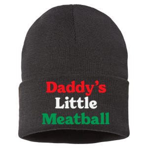 Daddy Little Meatball Italian Ironic Funny Meme Trendy Unisex Sustainable Knit Beanie