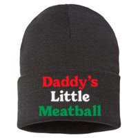 Daddy Little Meatball Italian Ironic Funny Meme Trendy Unisex Sustainable Knit Beanie