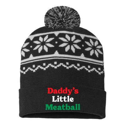 Daddy Little Meatball Italian Ironic Funny Meme Trendy Unisex USA-Made Snowflake Beanie