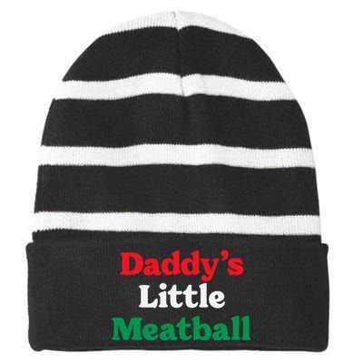 Daddy Little Meatball Italian Ironic Funny Meme Trendy Unisex Striped Beanie with Solid Band