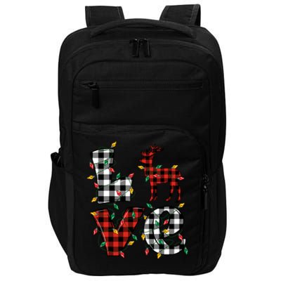 Deer Lovers Matching Christmas Buffalo Plaid Impact Tech Backpack